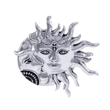 Sun and Crescent Moon Sterling Silver Pendant TPD4969 - Jewelry